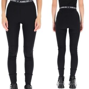 AMBUSH Logo Print Stirrup Pant Leggings Black High Rise Size 2